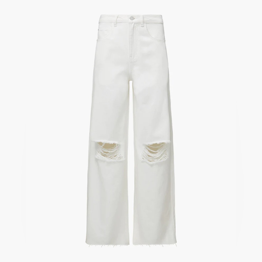 WEWOREWHAT WIDE LEG DISTRESSED JEANS WHITE - Picture 1 of 4